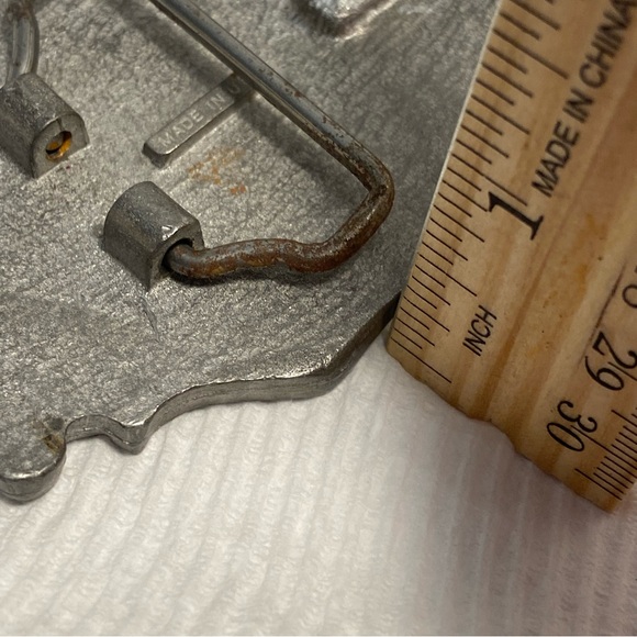 Vintage women’s Blue faceted Rhinestone Belt Buckle Made In USA 90s gray ornate - Picture 7 of 10